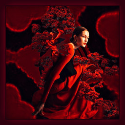 freetoedit womanart surrealism surrealart redflowers blackandred ecmyfavoritethings myfavoritethings
