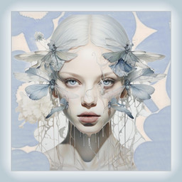 freetoedit surrealart flowersaround blueflowers blueeyes womanportrait womanart ecmyfavoritethings myfavoritethings