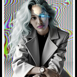 women futuristic blackandwhite grey frame robot fccelebrateher celebrateher freetoedit